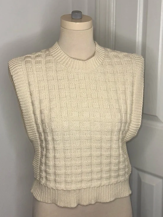 Madewell Cream Knit Sleeveless Sweater Vest medium - Picture 2 of 7